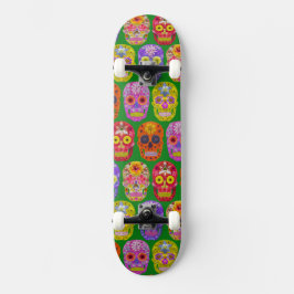 Blume Skulls Nahtloses Muster 2018 Skateboard