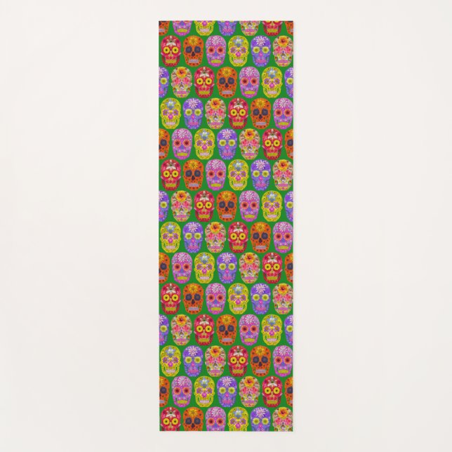 Blume Skulls Nahtloses Muster 2018 Yogamatte (Vorderseite)