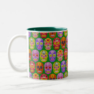 Blume Skulls Nahtloses Muster 2018 Zweifarbige Tasse