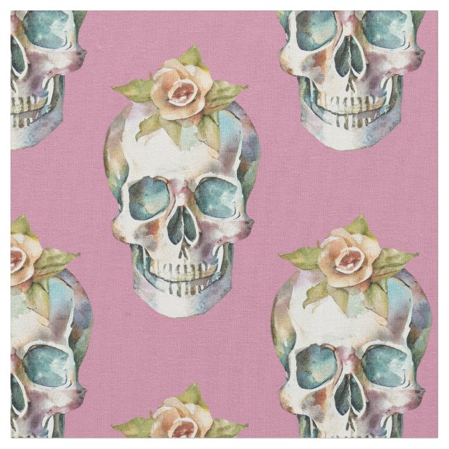 Blume Skulls - Rosa - Stoff (Nahaufnahme)