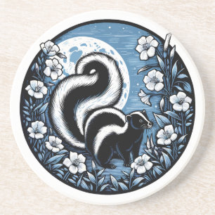 Blume Skunk Artwork Skunks Floral Getränkeuntersetzer