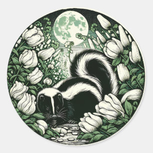 Blume Skunk Artwork Skunks Floral Runder Aufkleber