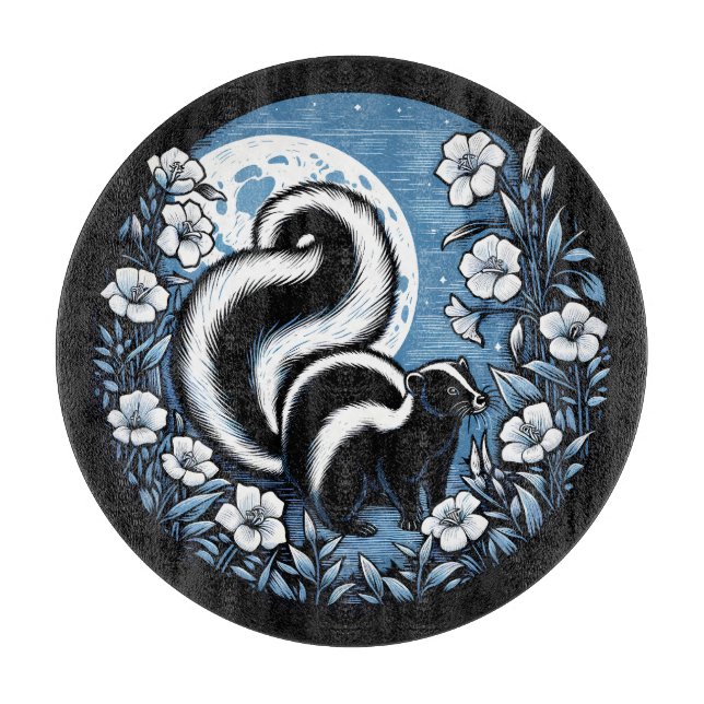 Blume Skunk Artwork Skunks Floral Schneidebrett (Vorderseite)