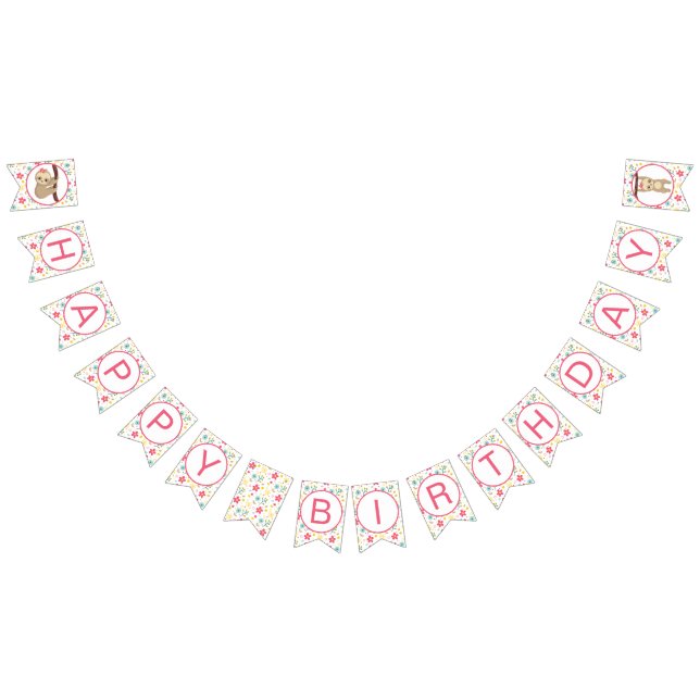 Blume Sloth Happy Bithday Party Banner (Alle)