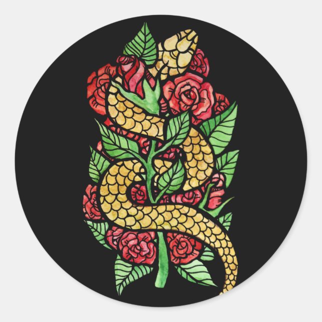 Blume Snake Runder Aufkleber (Vorderseite)