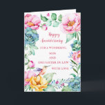 Blume Son & Daughter in Law Wedding Jubiläum Karte<br><div class="desc">Glückliche Hochzeitskarte für Sohn und Tochter im Gesetz mit hübschen Frühlingsblumen und Vögeln und dem Herzen gefühlten Vers.</div>