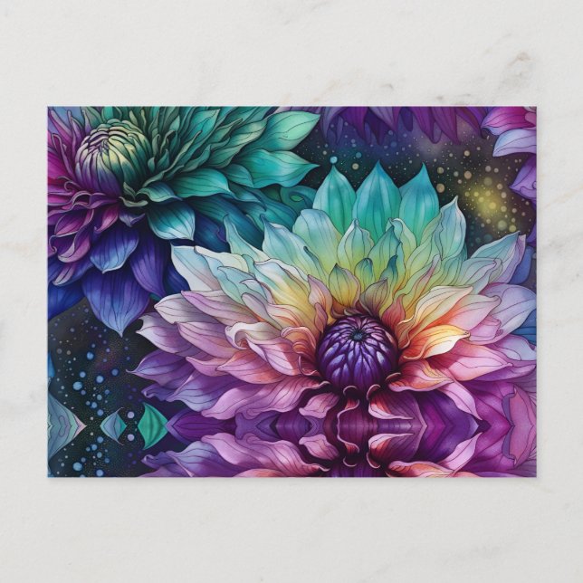 Blume Space Dahlia Postkarte (Vorderseite)