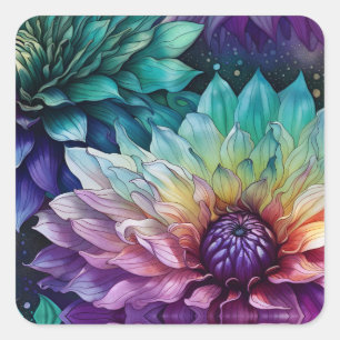 Blume Space Dahlia Quadratischer Aufkleber