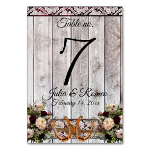 Blume, Spitzen und Hufeisen, Burgund-Band Tischnummer