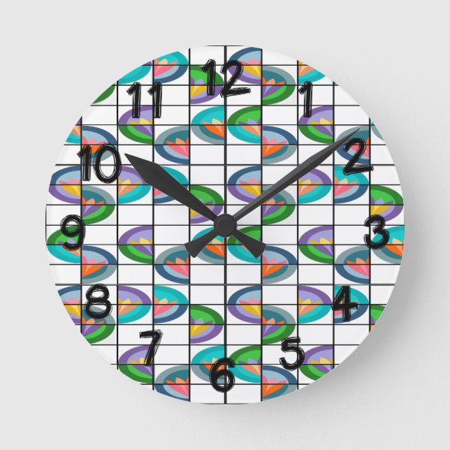 Blume-Splitter Runde Wanduhr (Vorderseite)