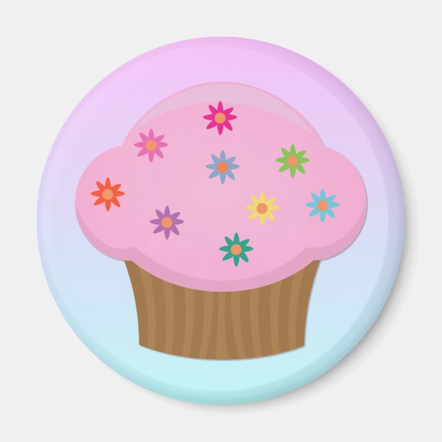 Blume Sprinkles Cupcake Magnet (Vorne)