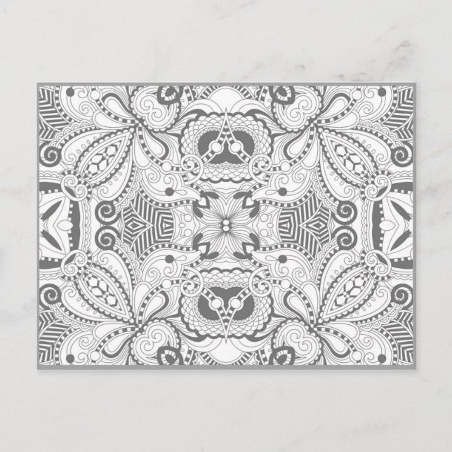 Blume Square Doodle Postkarte (Vorderseite)