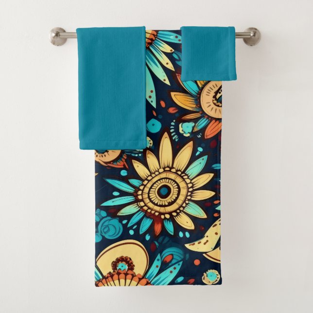 Blume stachelblau badhandtuch set (Insitu)