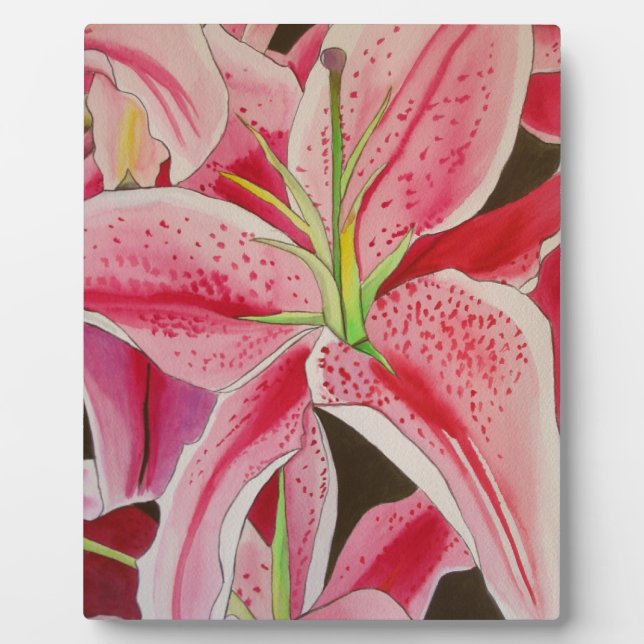 Blume Stargazer pink lila Aquarellkunst Fotoplatte (Vorderseite)