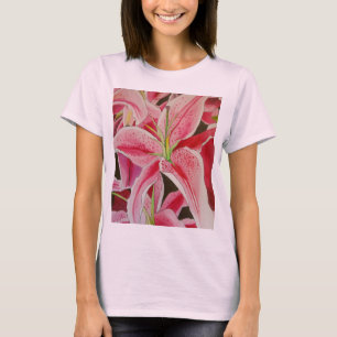 Blume Stargazer pink lila Aquarellkunst T-Shirt