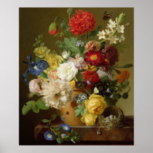 Blume Still Life auf einem Marmorgraben, 1800-01 Poster