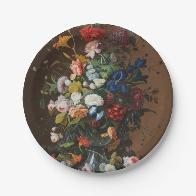 Blume Stillleben mit dem Vogelnest Severin Roesen Pappteller (Vorderseite)