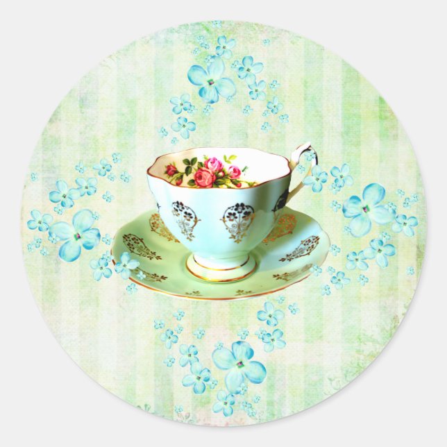 Blume/Streifen-Aufkleber Runder Aufkleber (Vorderseite)