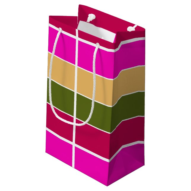 Blume Streifen Kleine Geschenktüte (Rückseite Schrägansicht)