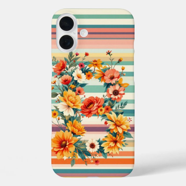 Blume Streifen Retro (B) Case-Mate iPhone Hülle (Rückseite)