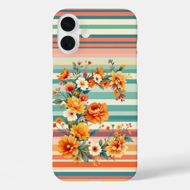 Blume Streifen Retro (E) Case-Mate iPhone Hülle (Rückseite)