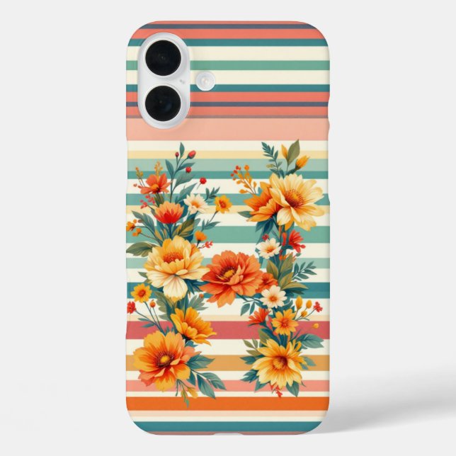 Blume Streifen Retro (H) Case-Mate iPhone Hülle (Rückseite)