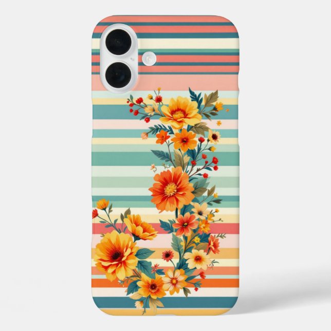 Blume Streifen Retro (J) Case-Mate iPhone Hülle (Rückseite)