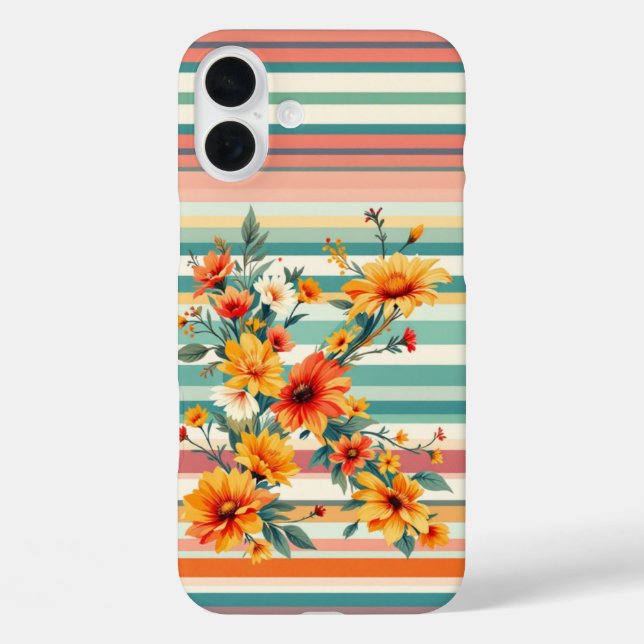 Blume Streifen Retro (K) Case-Mate iPhone Hülle (Rückseite)