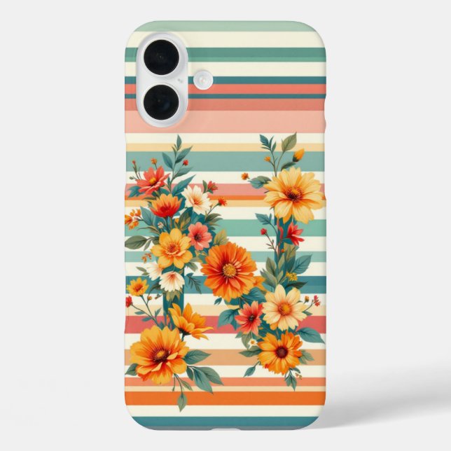 Blume Streifen Retro (N) Case-Mate iPhone Hülle (Rückseite)