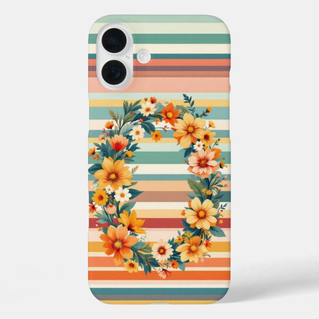 Blume Streifen Retro (O) Case-Mate iPhone Hülle (Rückseite)