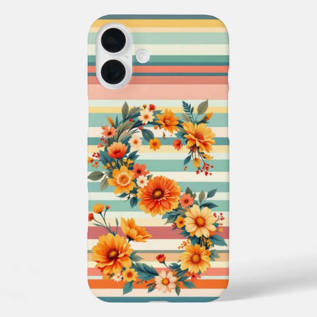 Blume Streifen Retro (S) Case-Mate iPhone Hülle (Rückseite)