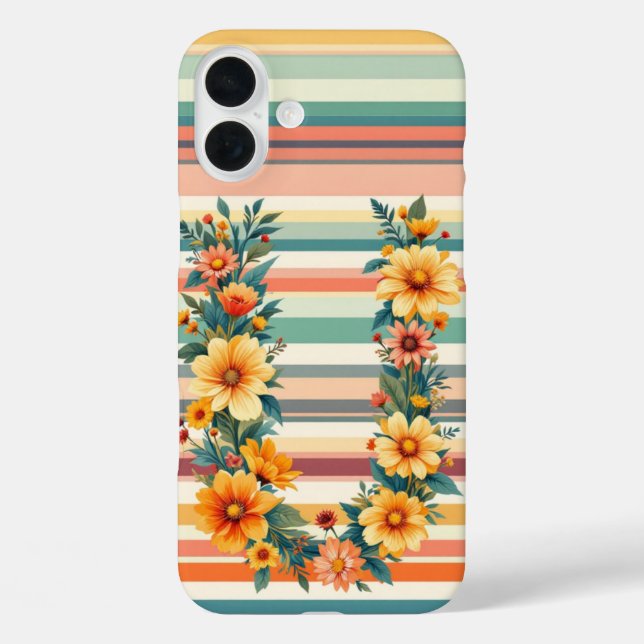 Blume Streifen Retro (U) Case-Mate iPhone Hülle (Rückseite)