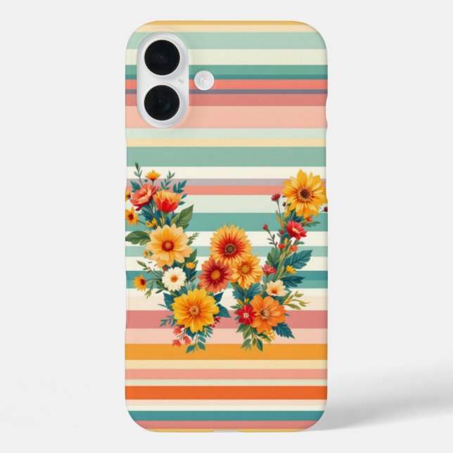 Blume Streifen Retro (W) Case-Mate iPhone Hülle (Rückseite)