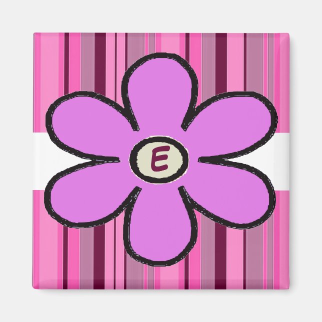 Blume Stripe Initial Magnet (Vorne)