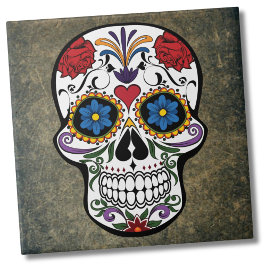 Blume Sugar Skull Fliese