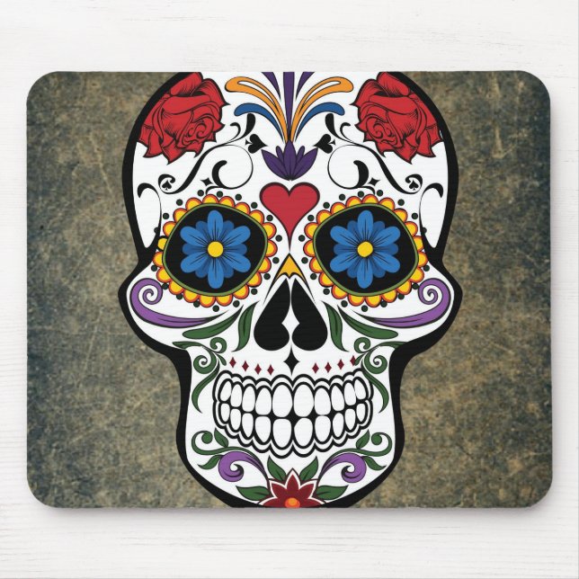 Blume Sugar Skull Mousepad (Vorne)