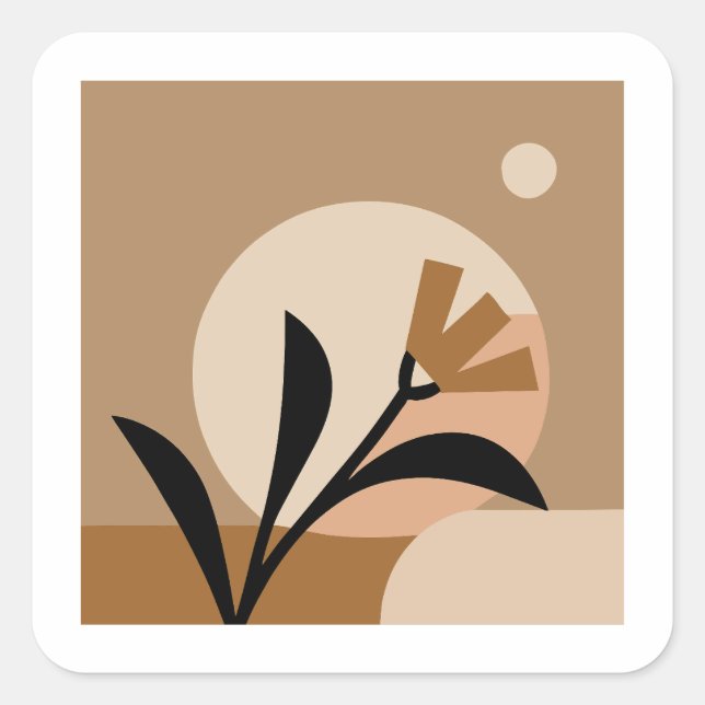 Blume Sun Boho Quadratischer Aufkleber (Vorderseite)