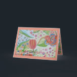 Blume Swirt Special Friend Geburtstag Karte<br><div class="desc">Schöne Blume wirl Design mit Wasser,  Blätter und Blüten. Korallen,  blau,  grüne Schönheit. Wasserfarbe</div>