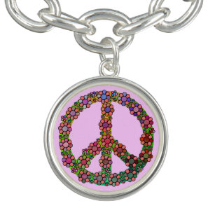Blume-Symbol für Frieden Charm Armband
