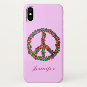 Blume-Symbol für Frieden Symbol Rosa Personalisier iPhone X Hülle
