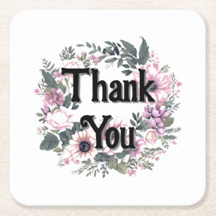 Blume Tag Thankyou Wreath Classy Coquette Rechteckiger Pappuntersetzer