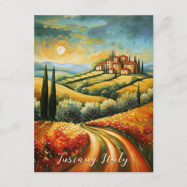 Blume Tal Toskana Malerei | Italien Reisen Kunst Postkarte (Vorderseite)