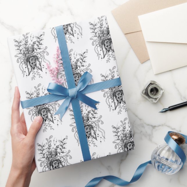 Blume Tangle Art, gezeichnet -  Geschenkpapier (Schenken)