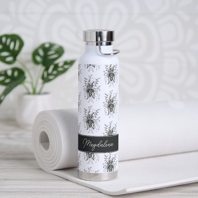 Blume Tangle Art, gezeichnet -  Trinkflasche (Yoga)