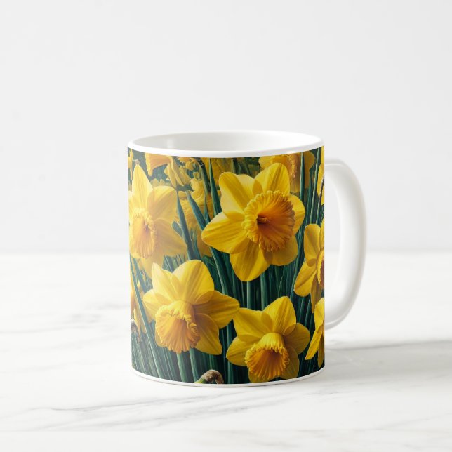 Blume Tasse mit hellgelben Daffodien (VorderseiteRechts)
