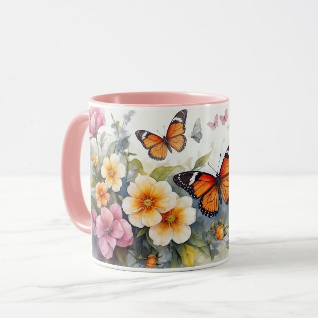 Blume-Tasse "Watercolor Pink Series Butterfly" Tasse (Vorderseite Links)