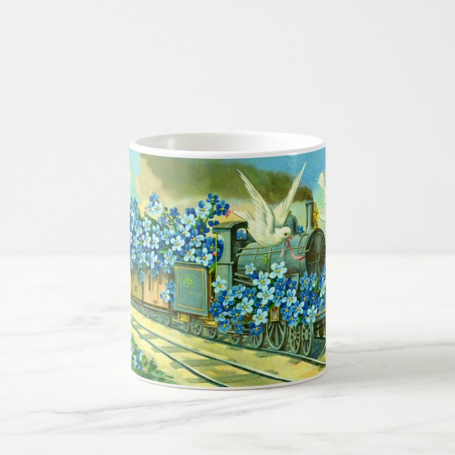Blume, Tauben und Zug Tasse (Mittel)