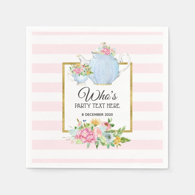 Blume, Tee-Party, Cocktail Paper Napkins Serviette (Vorderseite)