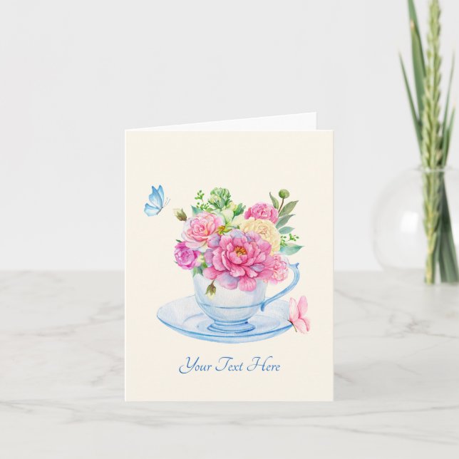 Blume Teetasse Karte (Vorderseite)