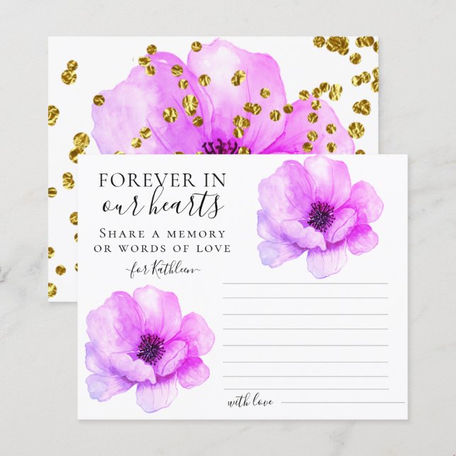 Blume teilen eine Gedächtnisbeerdigungskarte (Vorne/Hinten)